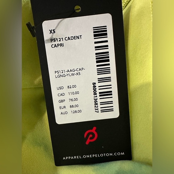 Peloton Cadent Capri Yellow and Green Tie-Dye Leggings Sporty Yoga Size XS NWT - Picture 7 of 8